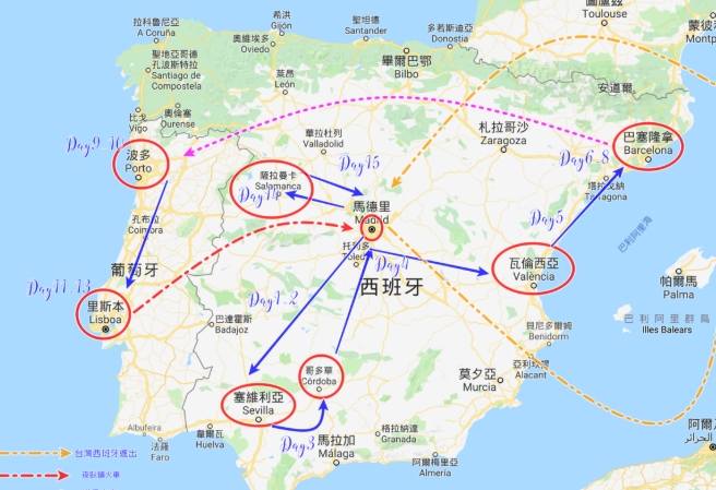 西班牙葡萄牙自由行天數規劃
